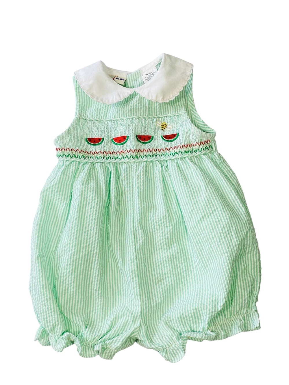 VINTAGE BT KIDS Seersucker Watermelon Onesie